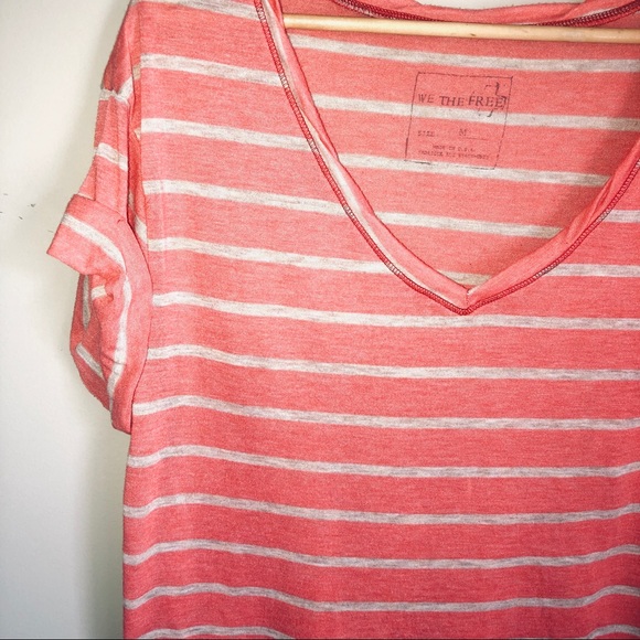 We The Free Free People V Neck High Low Tee Shirt - Picture 7 of 8